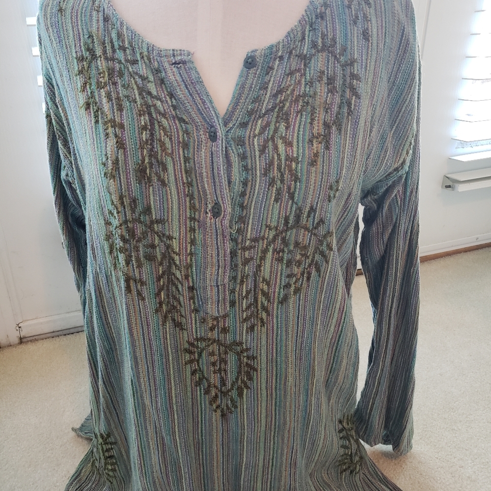 Embroidered green shirt